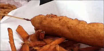 Fried Corn Dog with Fries