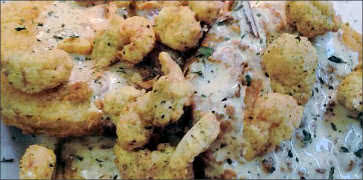 Fried Green Tomatoes with Fried Crawfish