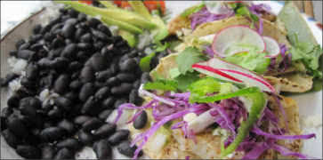 Fish Tacos with Rice and Black Beans
