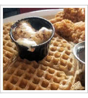 Deep Fried Chicken with Waffles at Franks Famous Chicken and Waffles