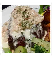 Filet with Bay Shrimp Garlic Butter at KCs Steak House