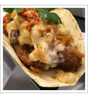 Fried Chicken with Mac & Cheese Tacos at Madre Boutique Taqueria