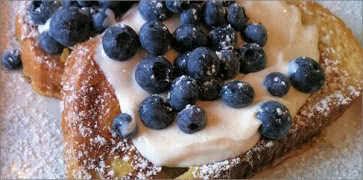 Sourdough French Toast with Blueberris and Cream