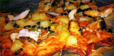 Pizza with Chicken, Peppers and Pineapple