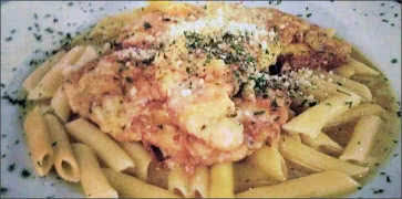 Chicken Francaise over Penne