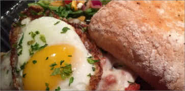 Spicy Pork with Egg on Ciabatta