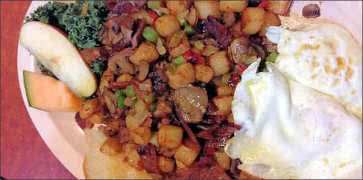 Burnt Ends Hash with Eggs Breakfast