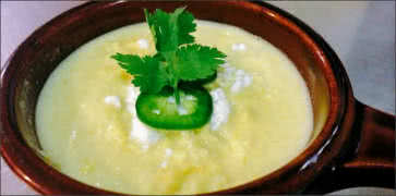 Corn Soup with Jalapenos and Queso Fresco