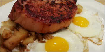 Smoked Pork Chops with Eggs