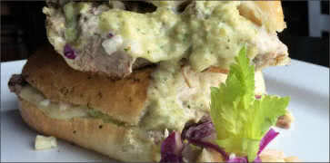 Roasted pork Chile Verde Sandwich